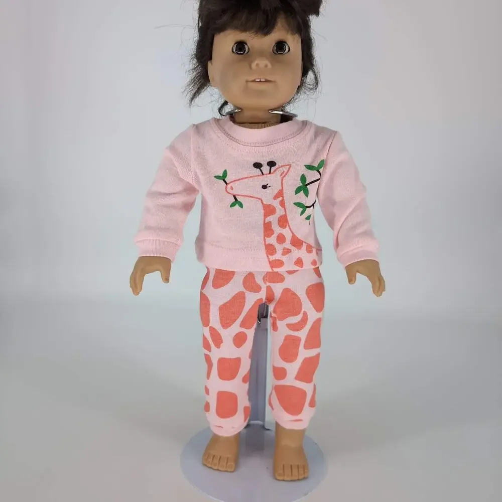 Babyroom PJs for Dolls Pink & Orange Two Piece Giraffe Pajamas Set for 18